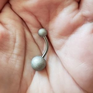Silver Sparkly Matte Sandblasted Naval Barbell Belly Button Ring